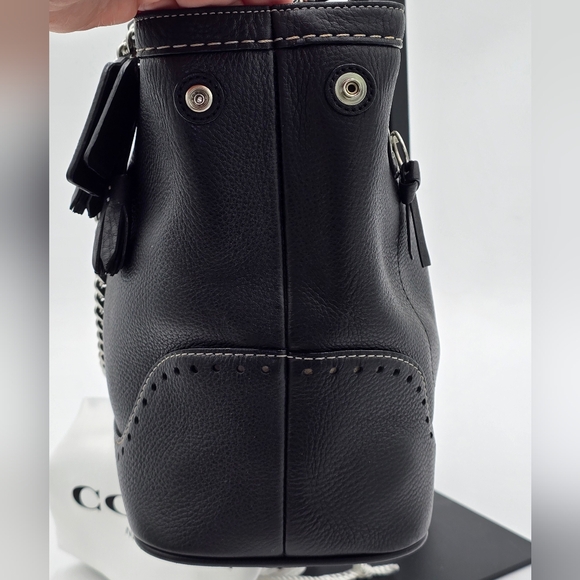 🌻VINTAGE!🌻Coach Y2K Hampton Luxury Tassel Satchel + Shoulder Chain Strap,Black - Picture 3 of 16